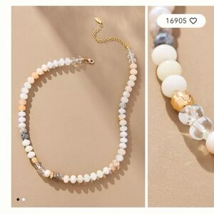 Anthropologie Pink and White Beaded Necklace